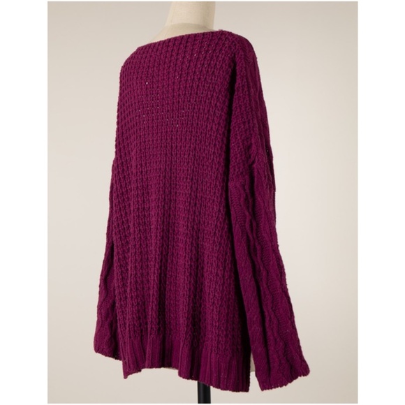 Miracle V Neck Cable Knit Sweater Top - Picture 3 of 4